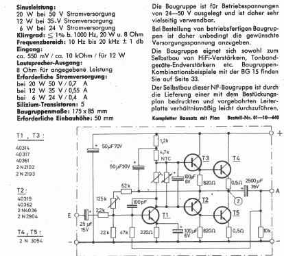 Endverstärker-Baugruppe 20/15 Watt BG 15; RIM bzw. Radio-RIM; (ID = 1705267) Ampl/Mixer