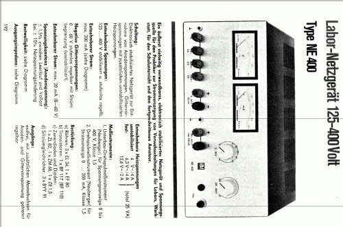 Labor-Netzgerät 125-400 Volt NE400; RIM bzw. Radio-RIM; (ID = 1709442) Equipment