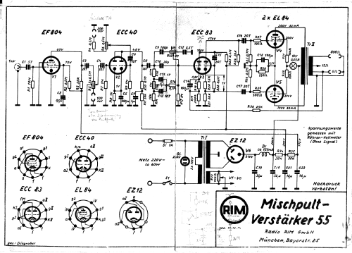 Mischpult-Verstärker MPV 55; RIM bzw. Radio-RIM; (ID = 1273049) Ampl/Mixer