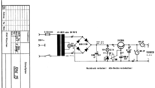 Regelbares Transistor-Netzgerät RN15; RIM bzw. Radio-RIM; (ID = 2476129) Strom-V