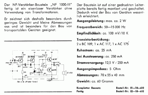 Verstärkerbaustein 2 Watt NF1000-III; RIM bzw. Radio-RIM; (ID = 1703906) Ampl/Mixer