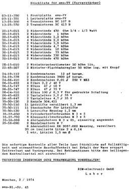 Vorverstärkerbaustein ems-VV; RIM bzw. Radio-RIM; (ID = 2908840) Ampl/Mixer