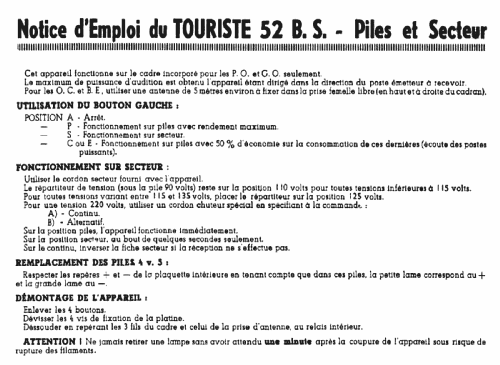 Le Touriste 52 BS; Radio RLC R.L.C.; (ID = 2386880) Radio