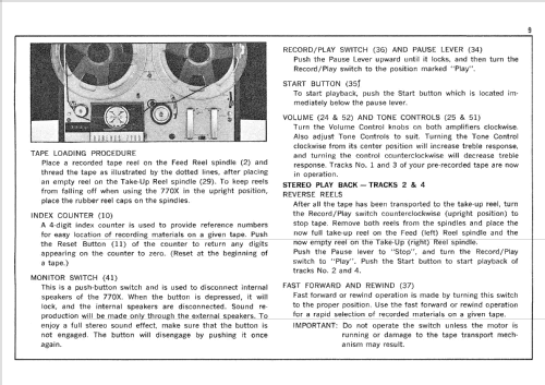 Roberts Electronics 770X Three-Speed Reel to Reel Tape Recorder Manual