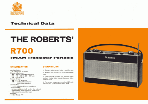 R700; Roberts Radio Co.Ltd (ID = 1816914) Radio