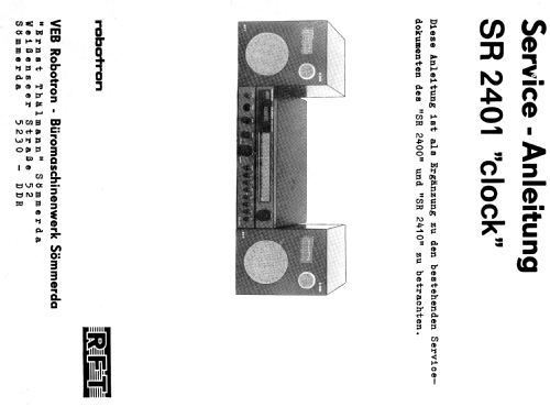 Robotron Clock SR 2401; Robotron (ID = 1998881) Radio