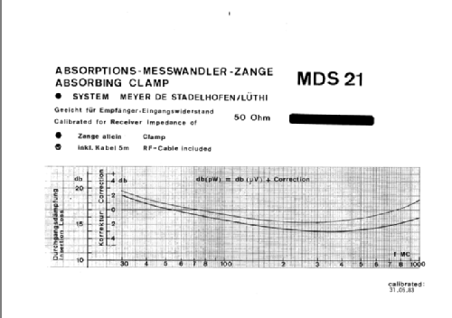 Absorptions-Messwandlerzange MDS-20 ; Rohde & Schwarz, PTE (ID = 1234553) Equipment