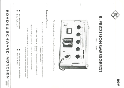 R-Präzisionsmessgerät RGV ; Rohde & Schwarz, PTE (ID = 1387020) Equipment