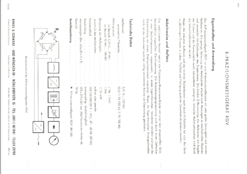 R-Präzisionsmessgerät RGV ; Rohde & Schwarz, PTE (ID = 1387021) Equipment