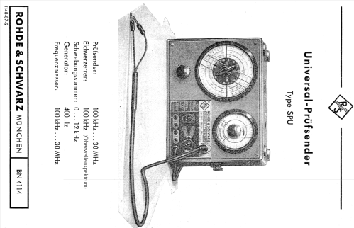 Universal Prüfsender SPU BN4114; Rohde & Schwarz, PTE (ID = 1008328) Equipment