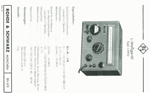 L-Meßgerät LARU 610; Rohde & Schwarz, PTE (ID = 2570635) Equipment