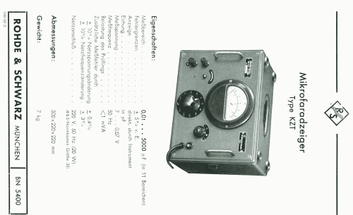 Mikrofaradzeiger KZT BN 5400; Rohde & Schwarz, PTE (ID = 2570633) Equipment