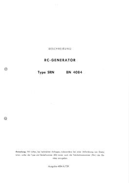 RC-Generator SRN ; Rohde & Schwarz, PTE (ID = 2870932) Equipment