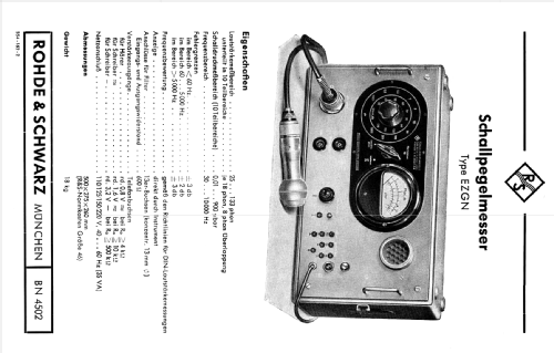 Schallpegelmesser EZGN BN 4502; Rohde & Schwarz, PTE (ID = 1909630) Equipment