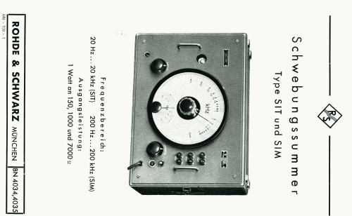 Schwebungssummer SIT BN 40341; Rohde & Schwarz, PTE (ID = 2566263) Equipment