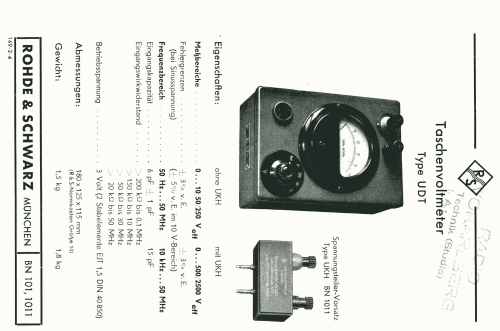 Taschen-Röhrenvoltmeter UDT ; Rohde & Schwarz, PTE (ID = 2561917) Equipment