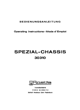 Spezialchassis 30310 Mono; Rosita, Theo Schmitz (ID = 2873732) Radio