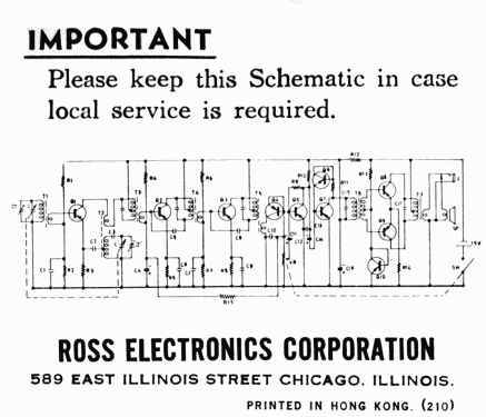 Micro Ten Transistor RE-210; Ross Electronics (ID = 758960) Radio