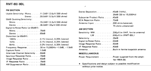AM/FM Stereo Tuner RMT-80; Rotel, The, Co., Ltd (ID = 1682744) Radio