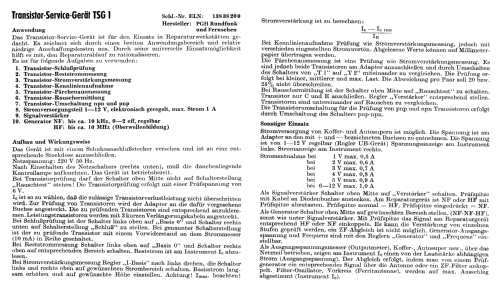 Transistor-Service-Gerät TSG1; Rundfunk-Fernsehen; (ID = 841160) Equipment