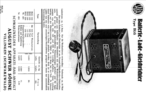 Batteriegleichrichter BLG 110; SABA; Villingen (ID = 1441933) Strom-V