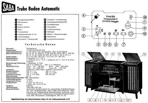 Baden Automatic 6-3D; SABA; Villingen (ID = 10169) Radio