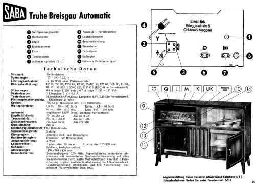 Breisgau Automatic 6-3D; SABA; Villingen (ID = 10199) Radio