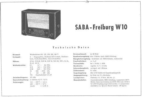 Freiburg W10US ; SABA; Villingen (ID = 111562) Radio