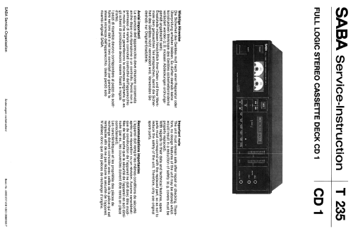 Full Logic Stereo Cassette Deck CD1; SABA; Villingen (ID = 2246331) Reg-Riprod