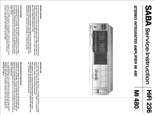 Stereo Integratet Amplifier MI480; SABA; Villingen (ID = 2039698) Ampl/Mixer