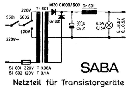 Netzteil N für Transistorgeräte ; SABA; Villingen (ID = 481462) Aliment.