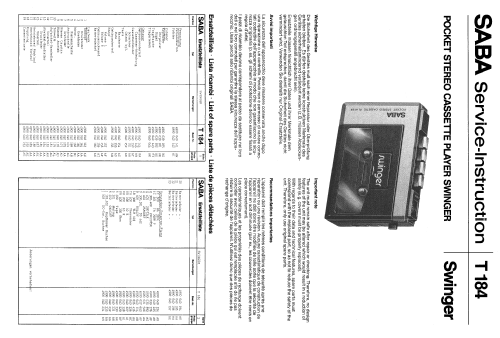 Pocket Stereo Cassette Player Swinger; SABA; Villingen (ID = 2038945) Ton-Bild