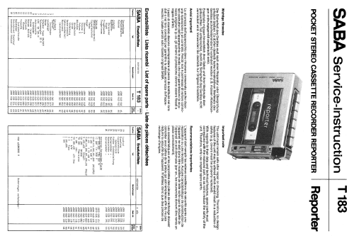 Pocket Stereo Cassette Recorder Reporter; SABA; Villingen (ID = 2038921) R-Player