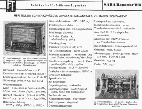 Reporter WK; SABA; Villingen (ID = 1173251) Radio