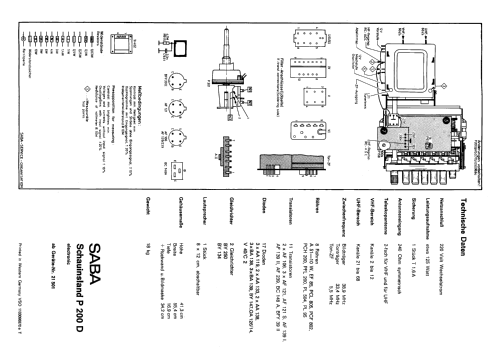 Schauinsland P200 D electronic; SABA; Villingen (ID = 2617307) Fernseh-E