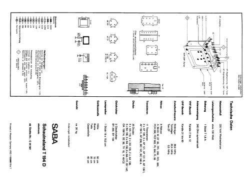 Schauinsland T194 D electronic; SABA; Villingen (ID = 2617941) Télévision