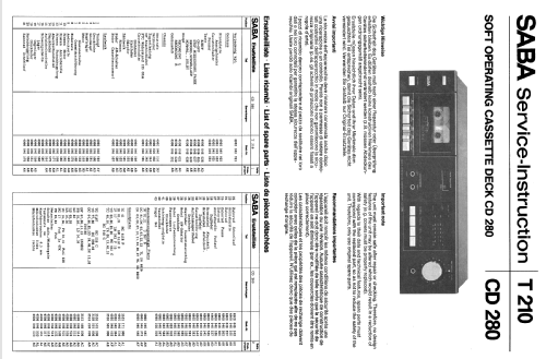 Soft Operating Cassette Deck CD 280; SABA; Villingen (ID = 2047852) R-Player