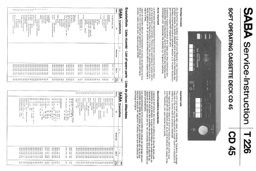 Soft Operating Cassette Deck CD 45; SABA; Villingen (ID = 2042246) Reg-Riprod
