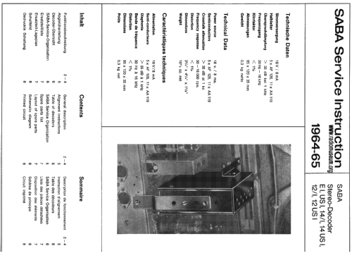 Stereo Decoder E1 , USI , 14/I 14USI 12/I 12USI; SABA; Villingen (ID = 841999) mod-past25