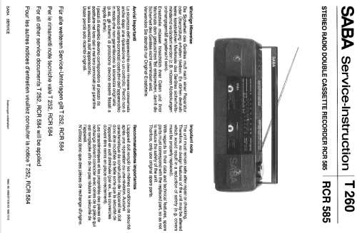 Stereo Radio Double Cassette Recorder RCR 585; SABA; Villingen (ID = 2043770) Radio