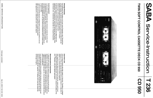 Twin Soft Control Cassette Deck CD 950; SABA; Villingen (ID = 2267046) Sonido-V