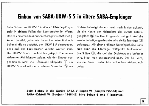 UKW-Einbausuper UKW-S5; SABA; Villingen (ID = 1256857) Converter