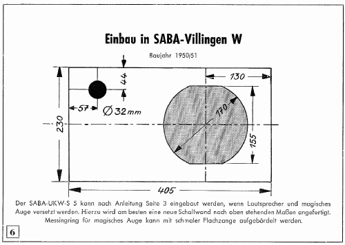 UKW-Einbausuper UKW-S5; SABA; Villingen (ID = 1256859) Adapteur