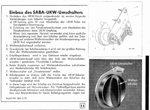 UKW-Einbausuper UKW-S5; SABA; Villingen (ID = 1256865) Adapter