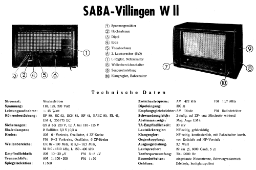 Villingen W II; SABA; Villingen (ID = 9892) Radio