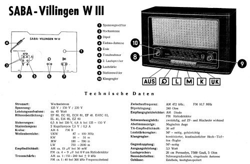 Villingen W III ; SABA; Villingen (ID = 9949) Radio