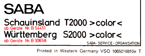 Württemberg S2000 Color; SABA; Villingen (ID = 2831884) Television