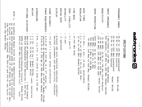 Frequency Counter Model 8110A; sabtronics inc;Tampa (ID = 1318825) Ausrüstung