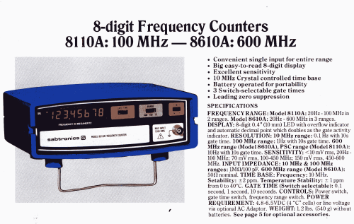 Frequency Counter Model 8110A; sabtronics inc;Tampa (ID = 2623775) Equipment