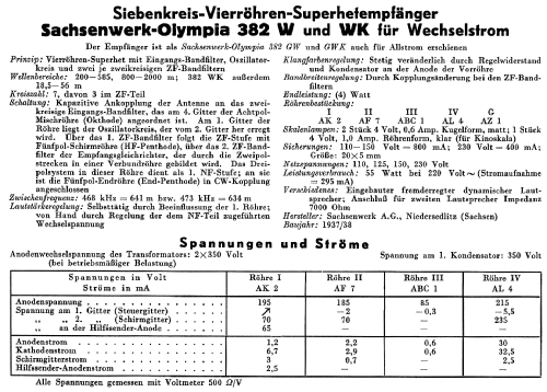 Olympia 382W; Sachsenwerk bis 1945 (ID = 50438) Radio